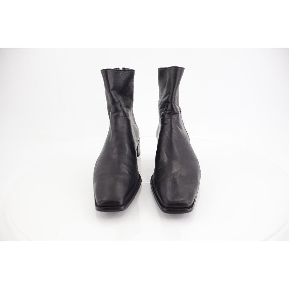 Stuart Weitzman Women Boot SZ 9.5 N Black Leather Square Toe Block Heel 90s Y2K - Picture 6 of 14